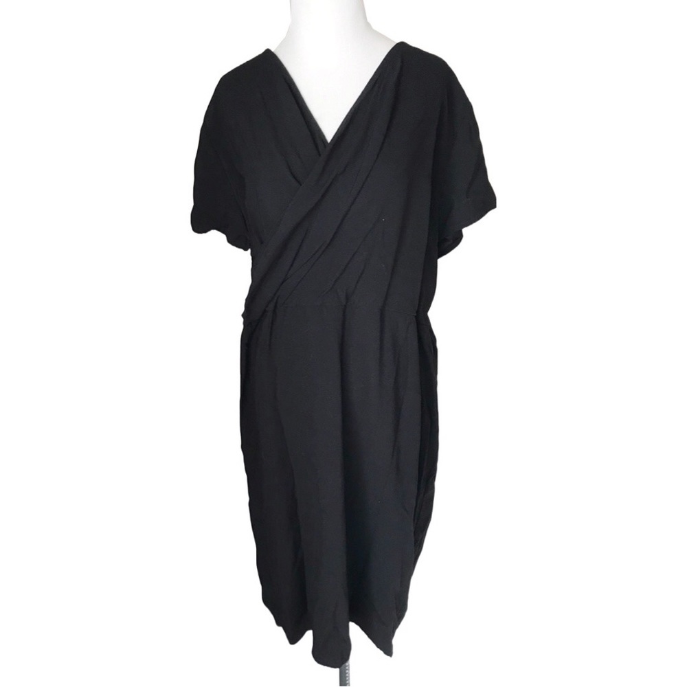 Universal Standard Black Faux Wrap Front Surplice dress